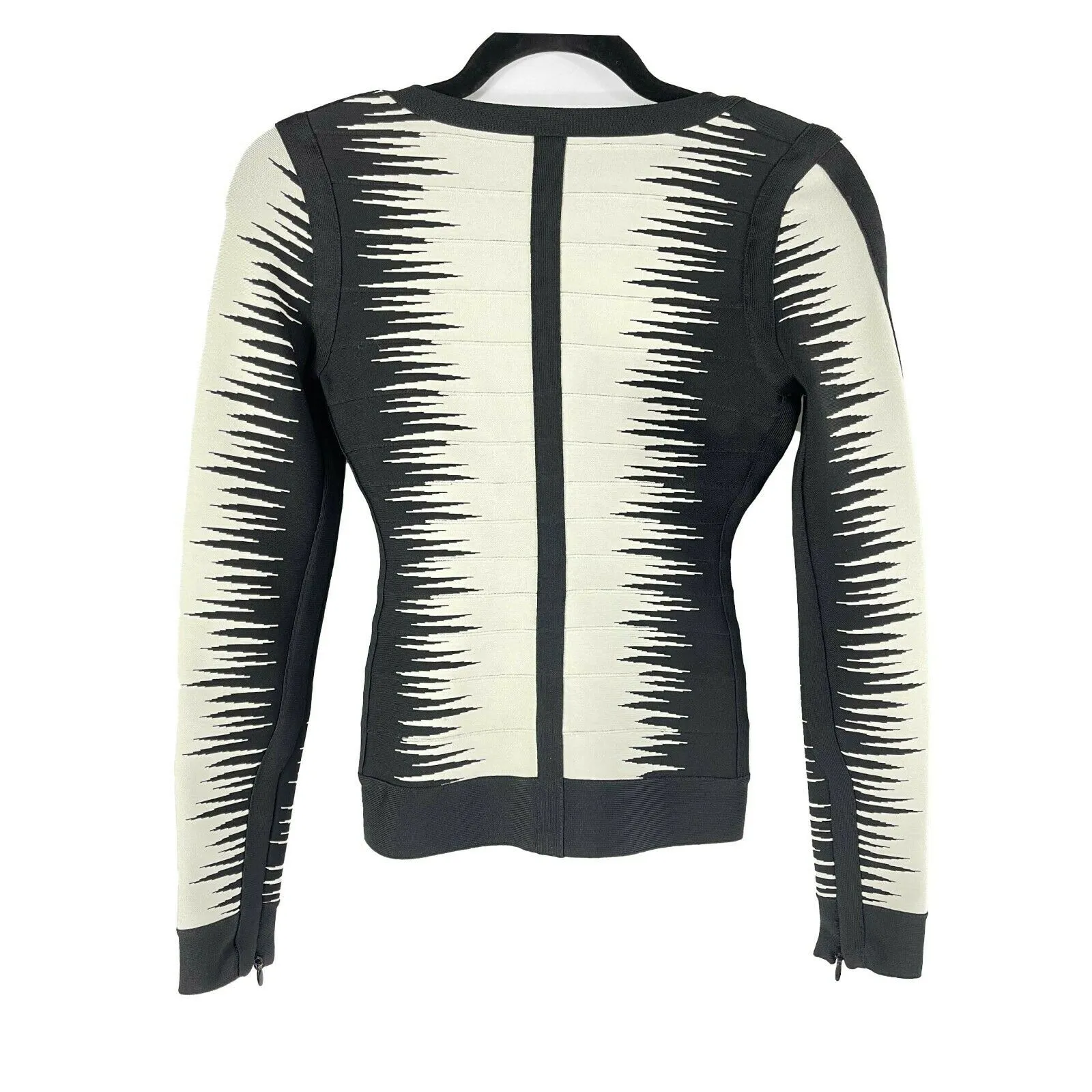 Herve Leger - Britt Ombre Bandage Jacquard Jacket - Black / White - XS