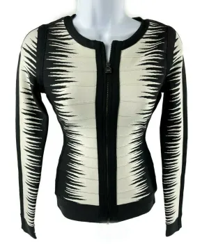 Herve Leger - Britt Ombre Bandage Jacquard Jacket - Black / White - XS