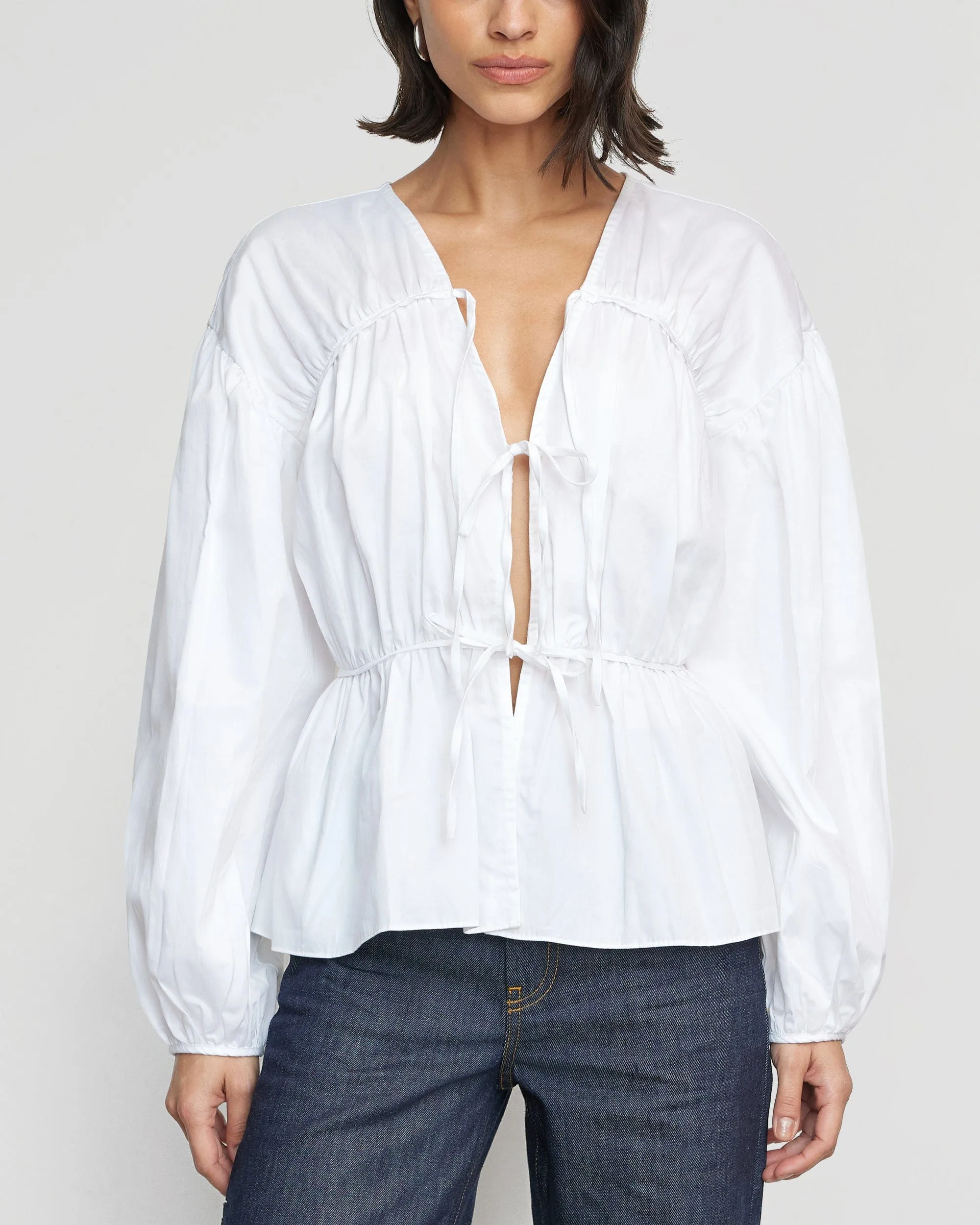 Hira Tie-Front Cotton Blouse