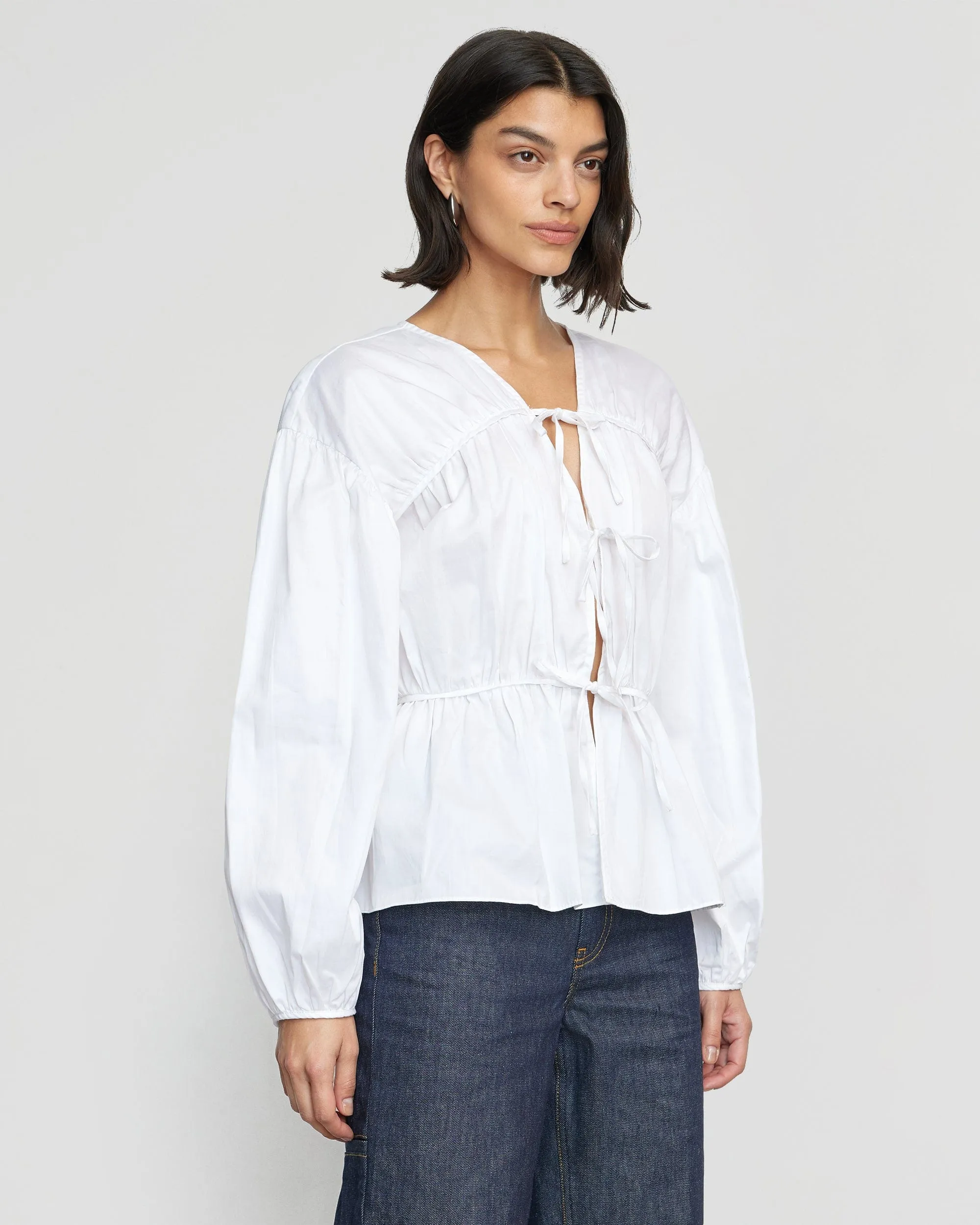 Hira Tie-Front Cotton Blouse