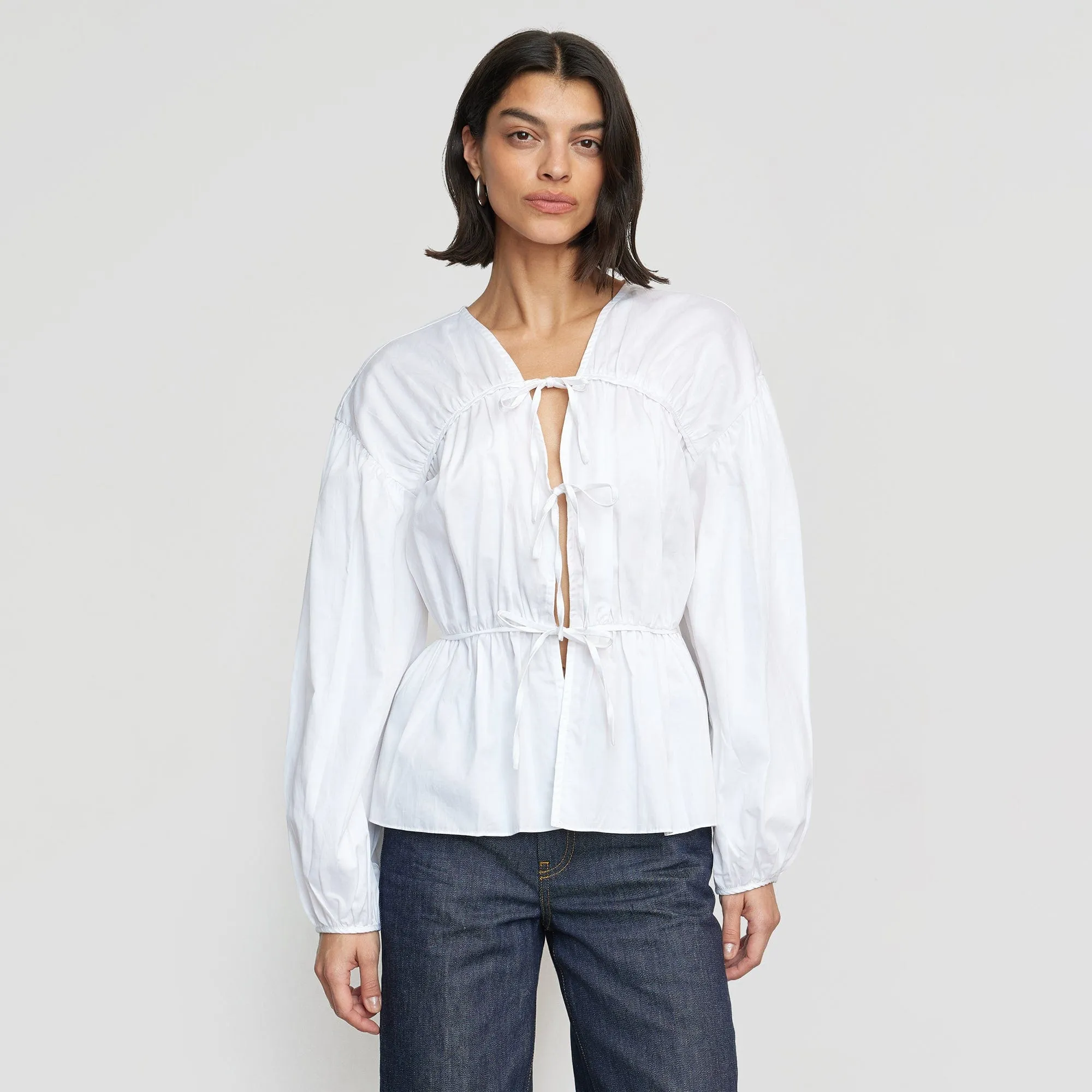 Hira Tie-Front Cotton Blouse