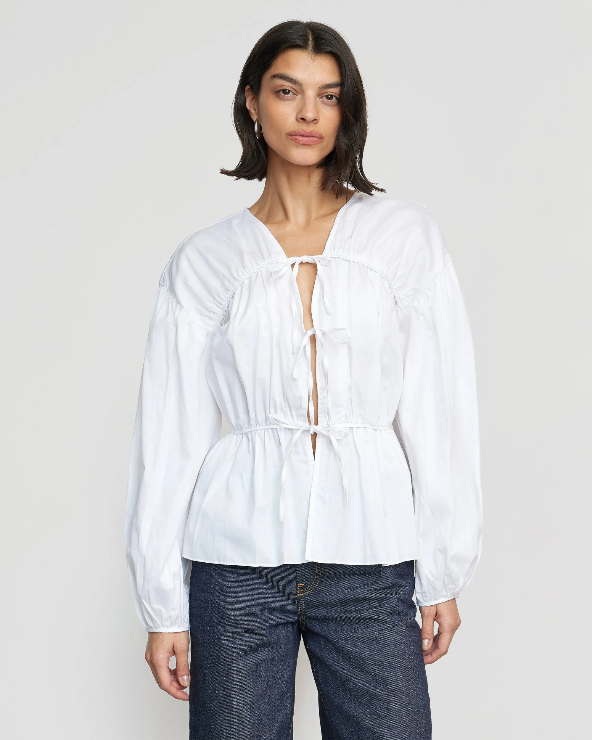 Hira Tie-Front Cotton Blouse