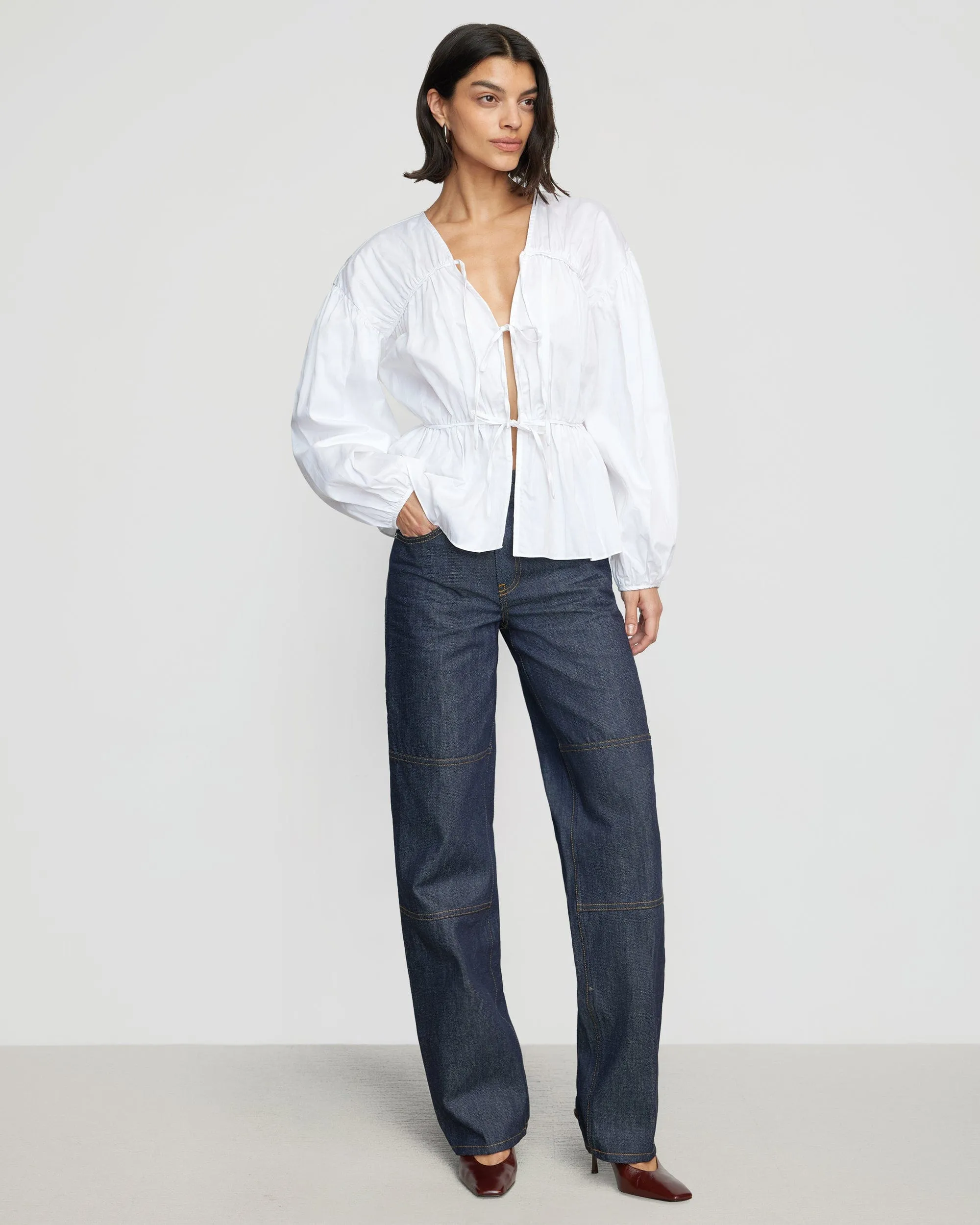 Hira Tie-Front Cotton Blouse