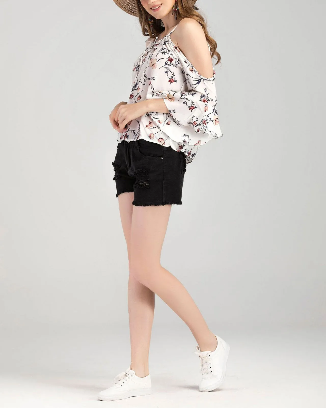 Holiday Style Printed Chiffon Top