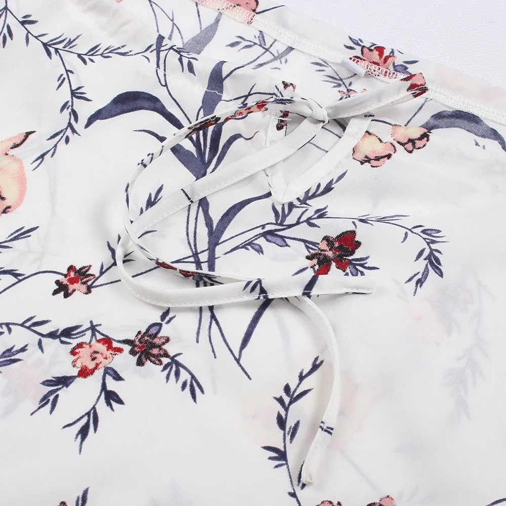 Holiday Style Printed Chiffon Top