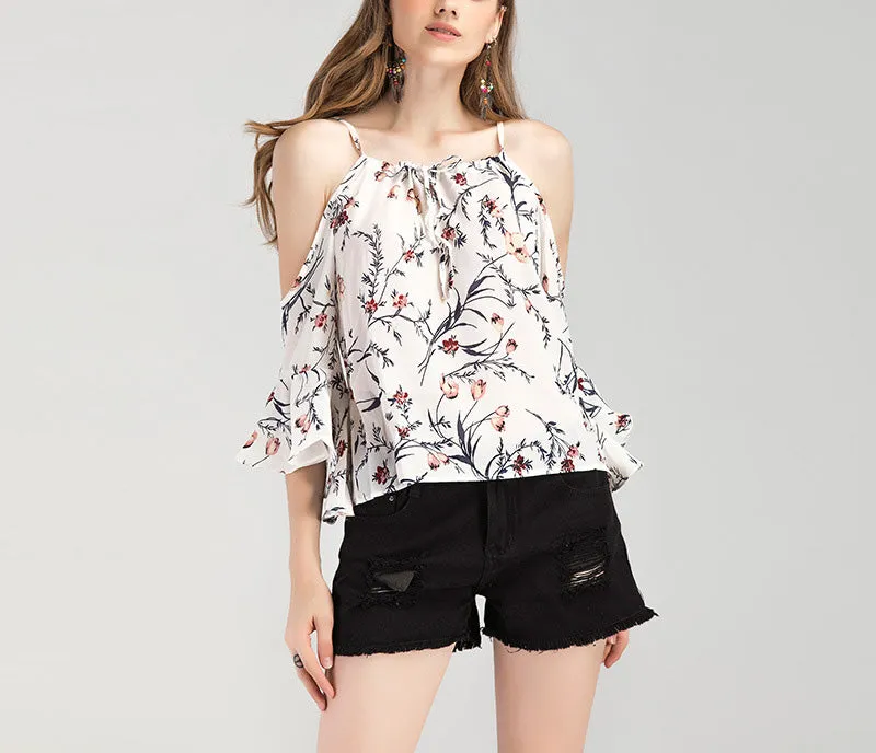 Holiday Style Printed Chiffon Top