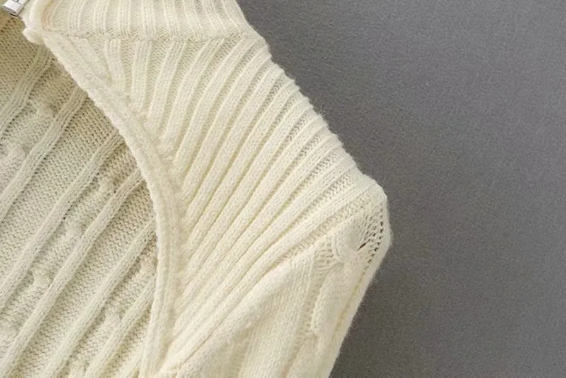 Hollow-out Knit High Collar Sweaters Shirts
