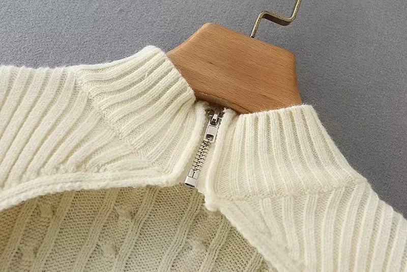 Hollow-out Knit High Collar Sweaters Shirts