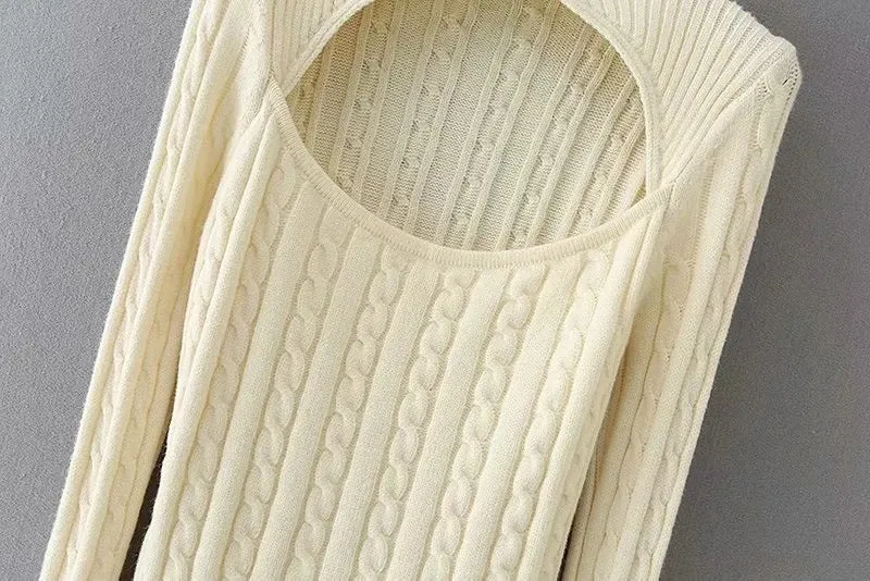 Hollow-out Knit High Collar Sweaters Shirts