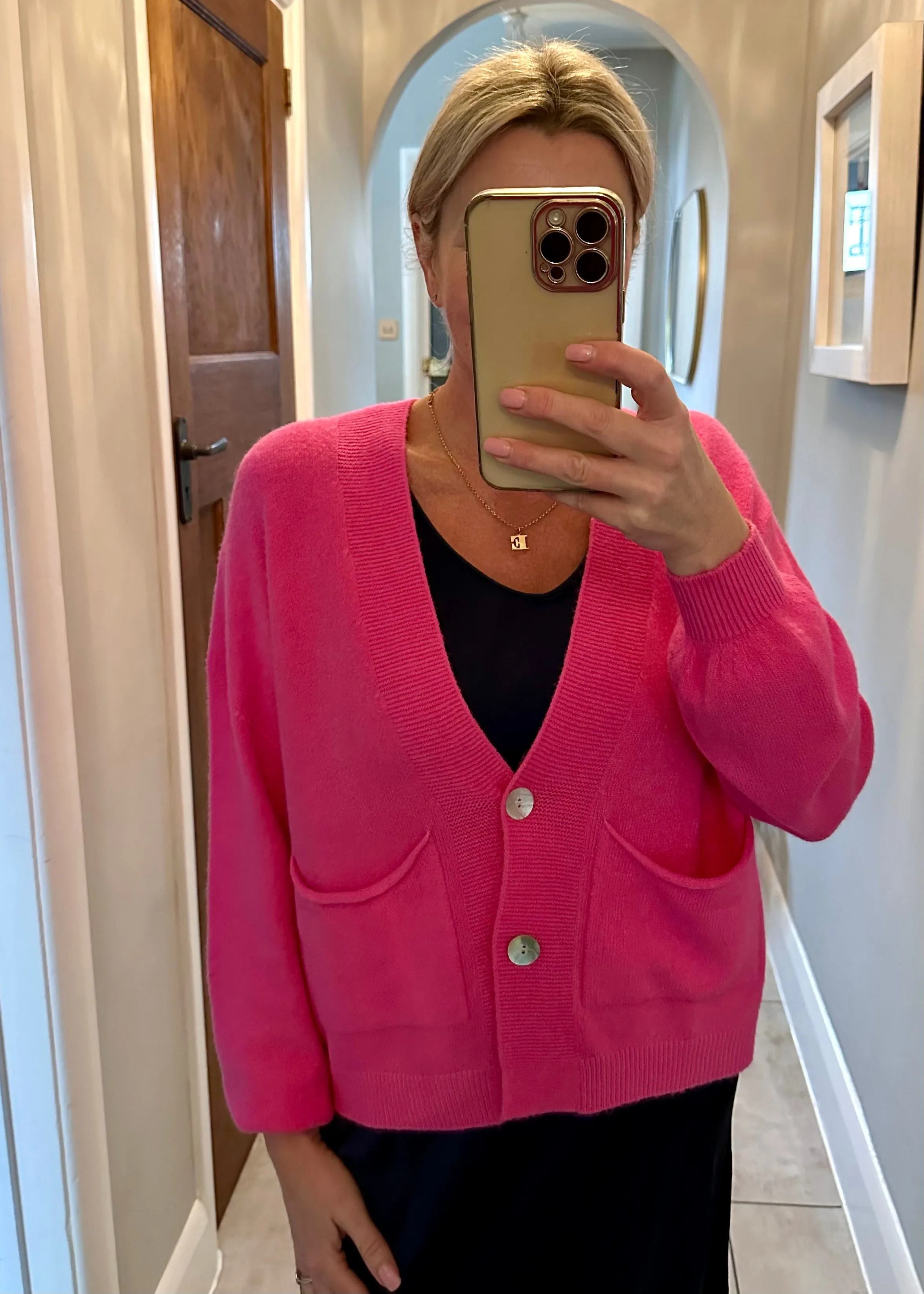 Hot Pink 2 Button Cardigan