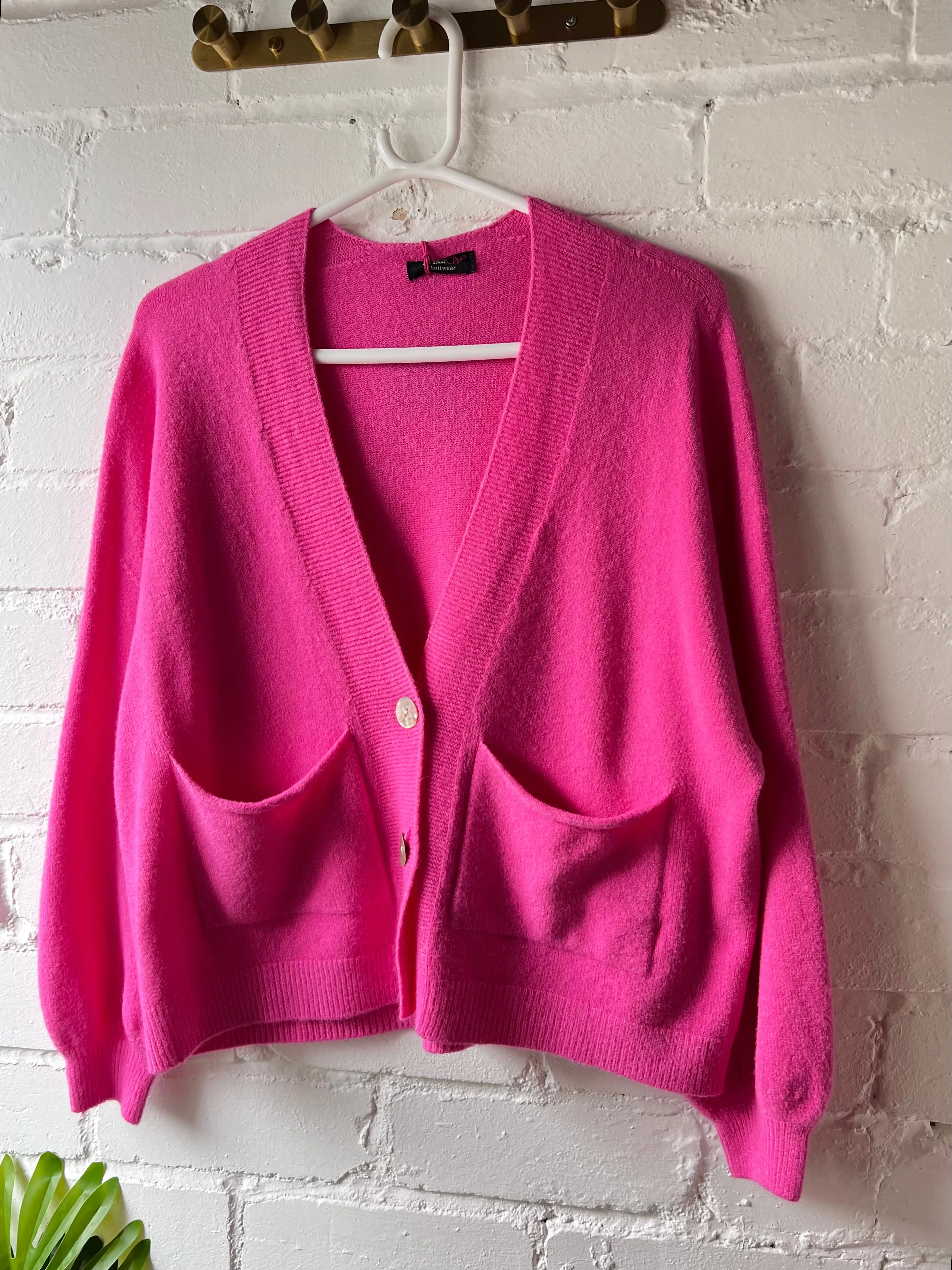 Hot Pink 2 Button Cardigan
