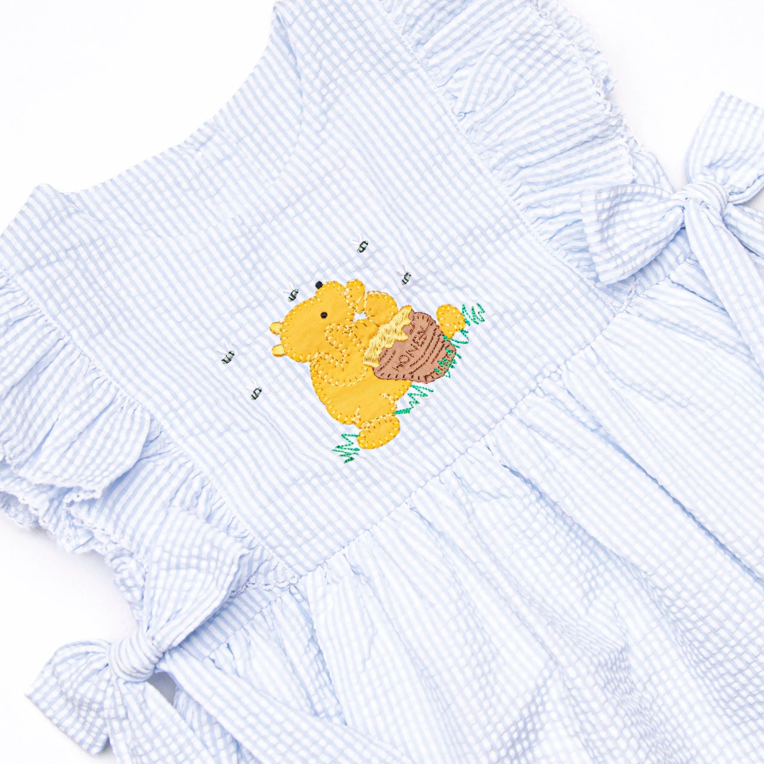 Hundred Acre Honey Applique Side Tie Dress, Blue