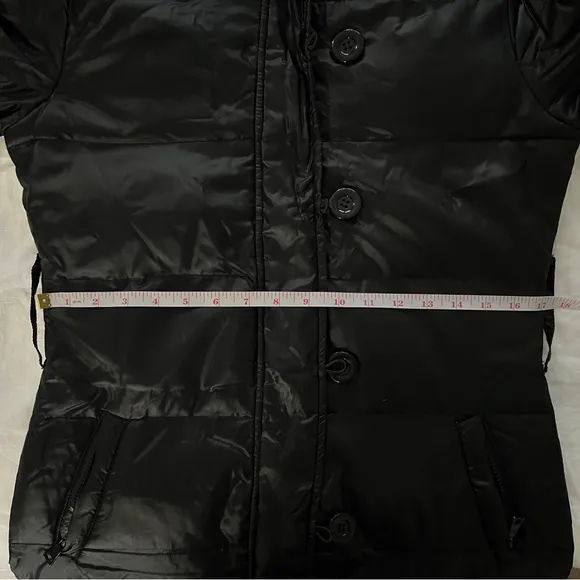 Italian Brand Sasch Black Fitted Puffer Long Coat