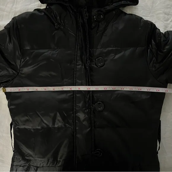 Italian Brand Sasch Black Fitted Puffer Long Coat