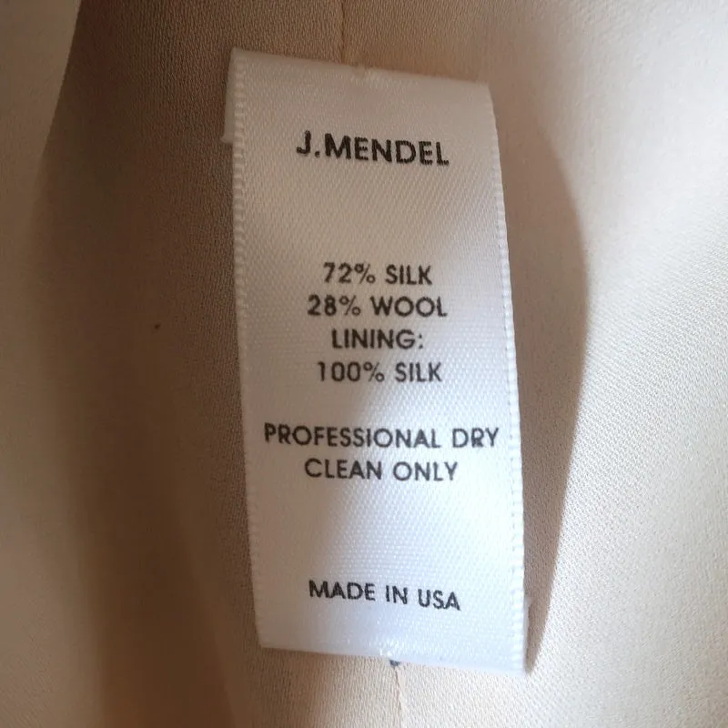 J. Mendel Dress Navy Floral Print Silk-Wool Gazar Size 4 Sleeveless Sheath