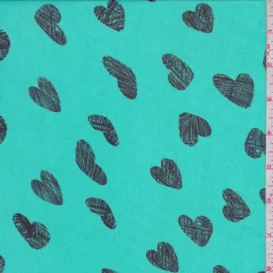 Jade Green/Onyx Heart Georgette Fabric