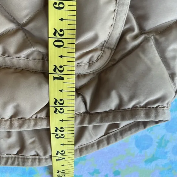 J.Crew | Quilted Down Filled Puffer Vest Tan Gold Buttons Size Small Cozy