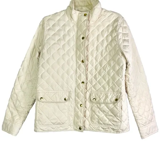 J.Crew Quilted Puffer Jacket Coat Full Zip &amp; Snaps Pockets Women’s