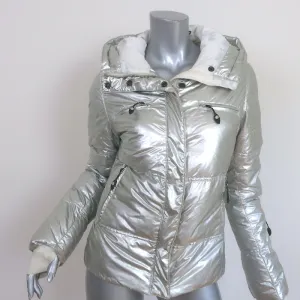 Jet Set Hooded Down Puffer Jacket Silver Size 1