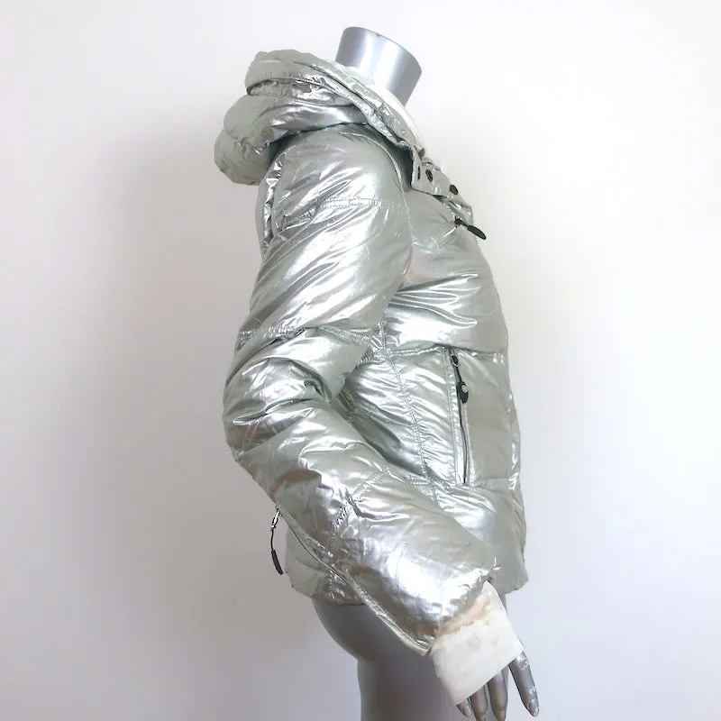 Jet Set Hooded Down Puffer Jacket Silver Size 1