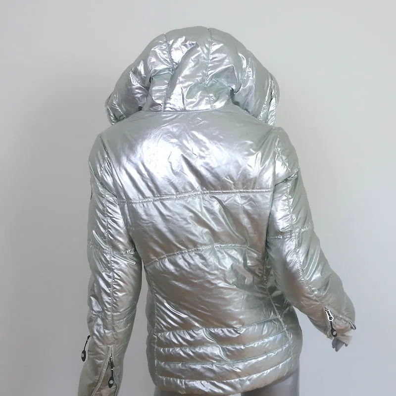 Jet Set Hooded Down Puffer Jacket Silver Size 1