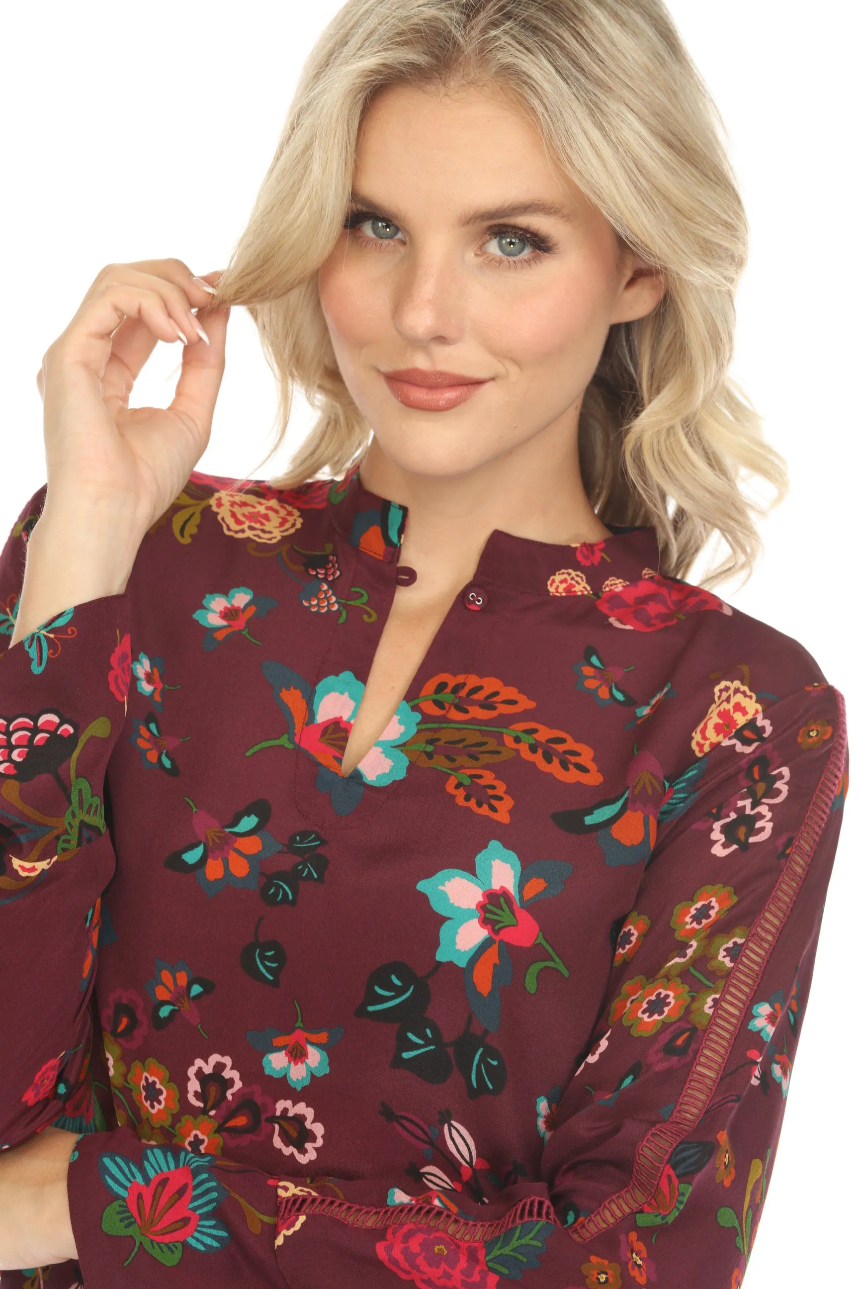 Johnny Was Adriana Enta Floral Silk Blouse C19023A-O Boho Chic