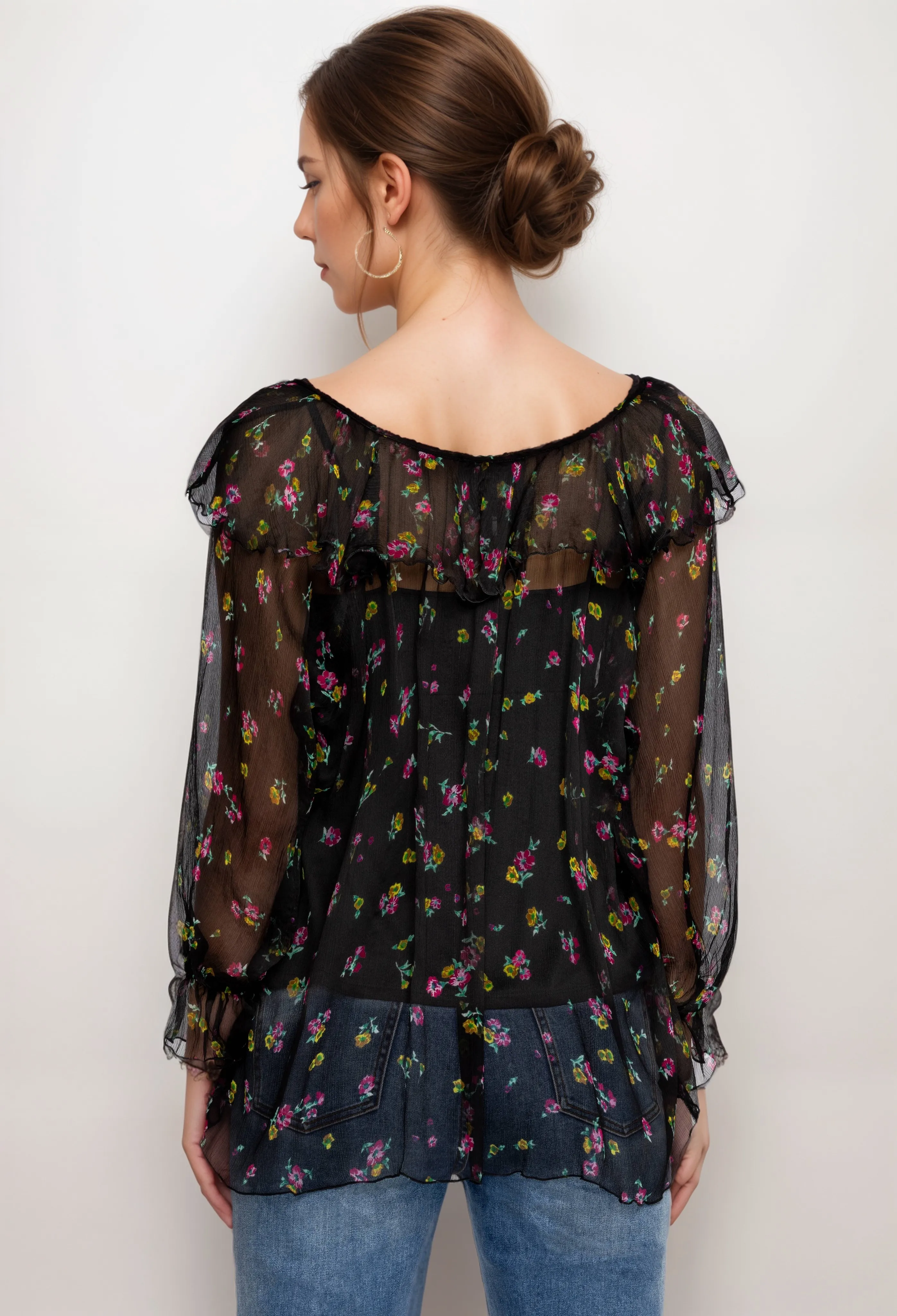 Johnny Was Jade Love Fernanda Peasant Silk Floral Blouse L18523 Boho Chic