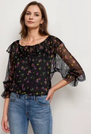 Johnny Was Jade Love Fernanda Peasant Silk Floral Blouse L18523 Boho Chic