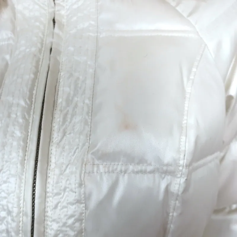 Juicy Couture Faux Fur Trim Hooded Down Puffer Jacket Cream Size Medium