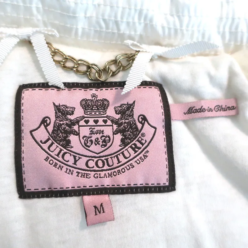 Juicy Couture Faux Fur Trim Hooded Down Puffer Jacket Cream Size Medium
