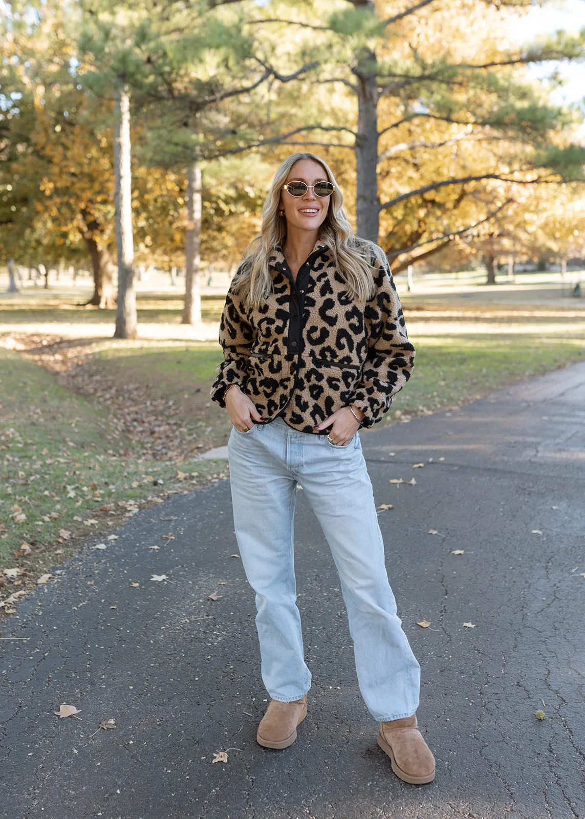 Kenzie Leopard Pattern Sherpa Jacket