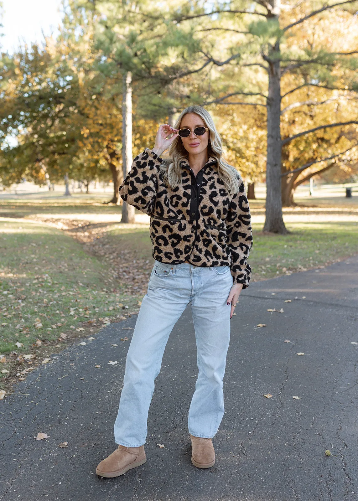 Kenzie Leopard Pattern Sherpa Jacket