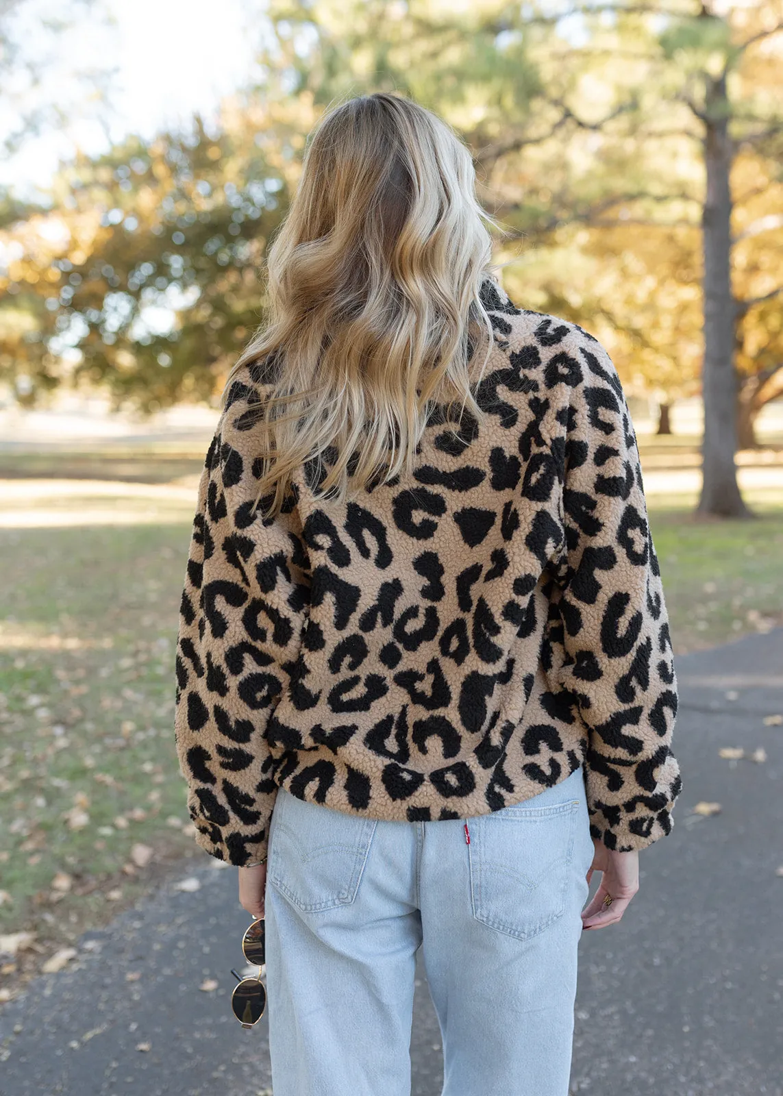 Kenzie Leopard Pattern Sherpa Jacket