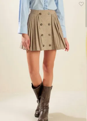 Khaki Plaid Skirt