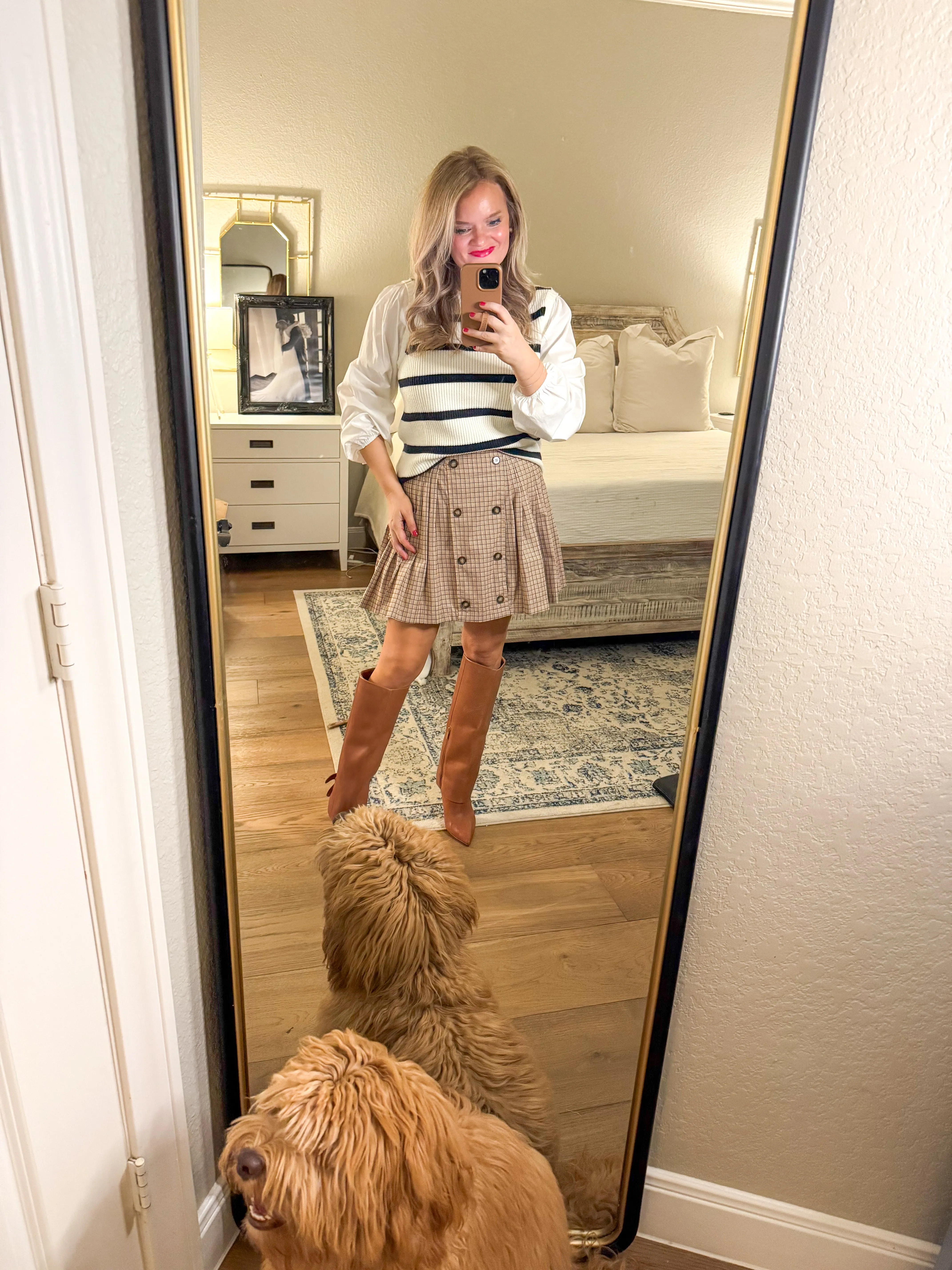 Khaki Plaid Skirt