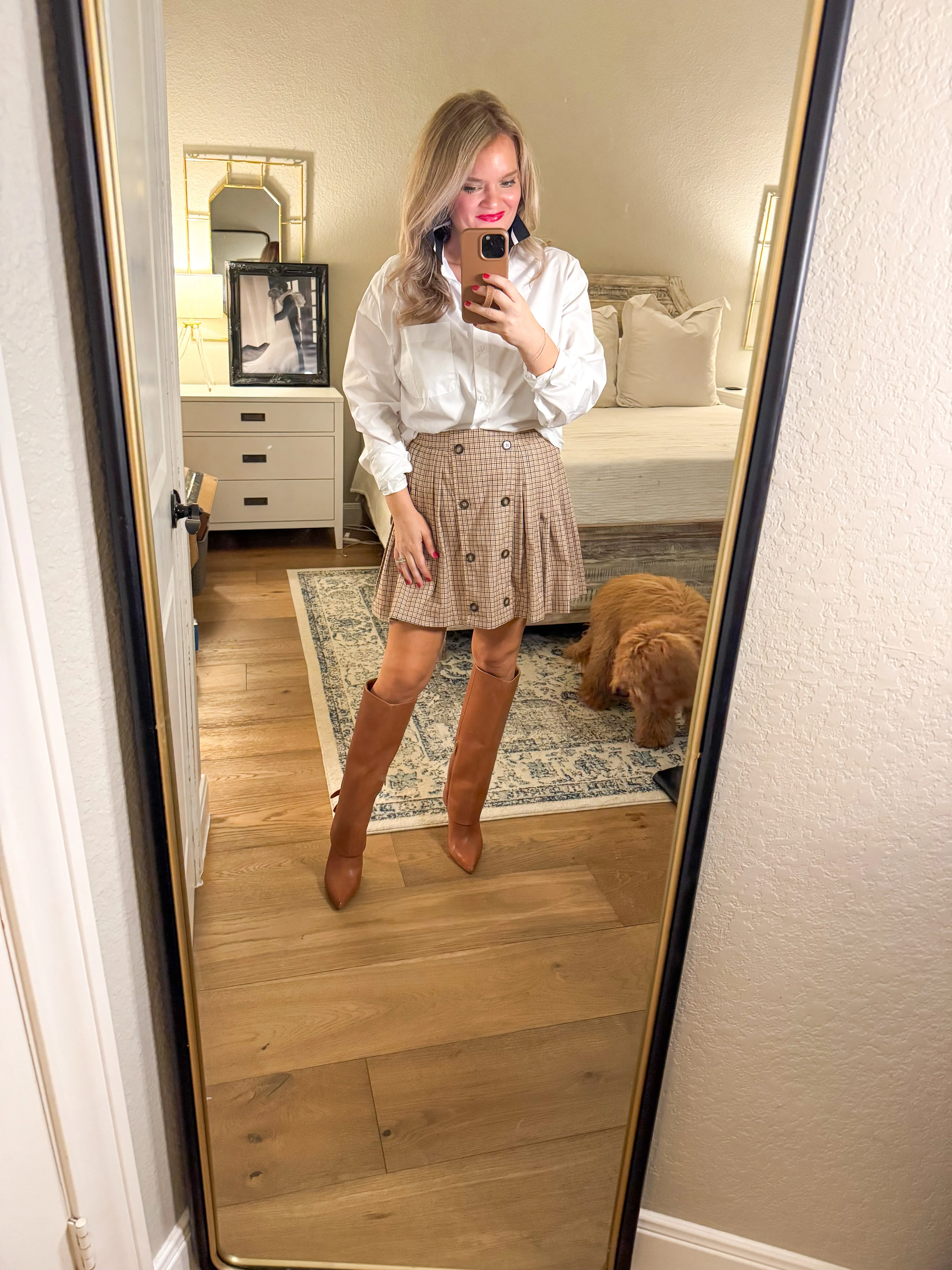 Khaki Plaid Skirt
