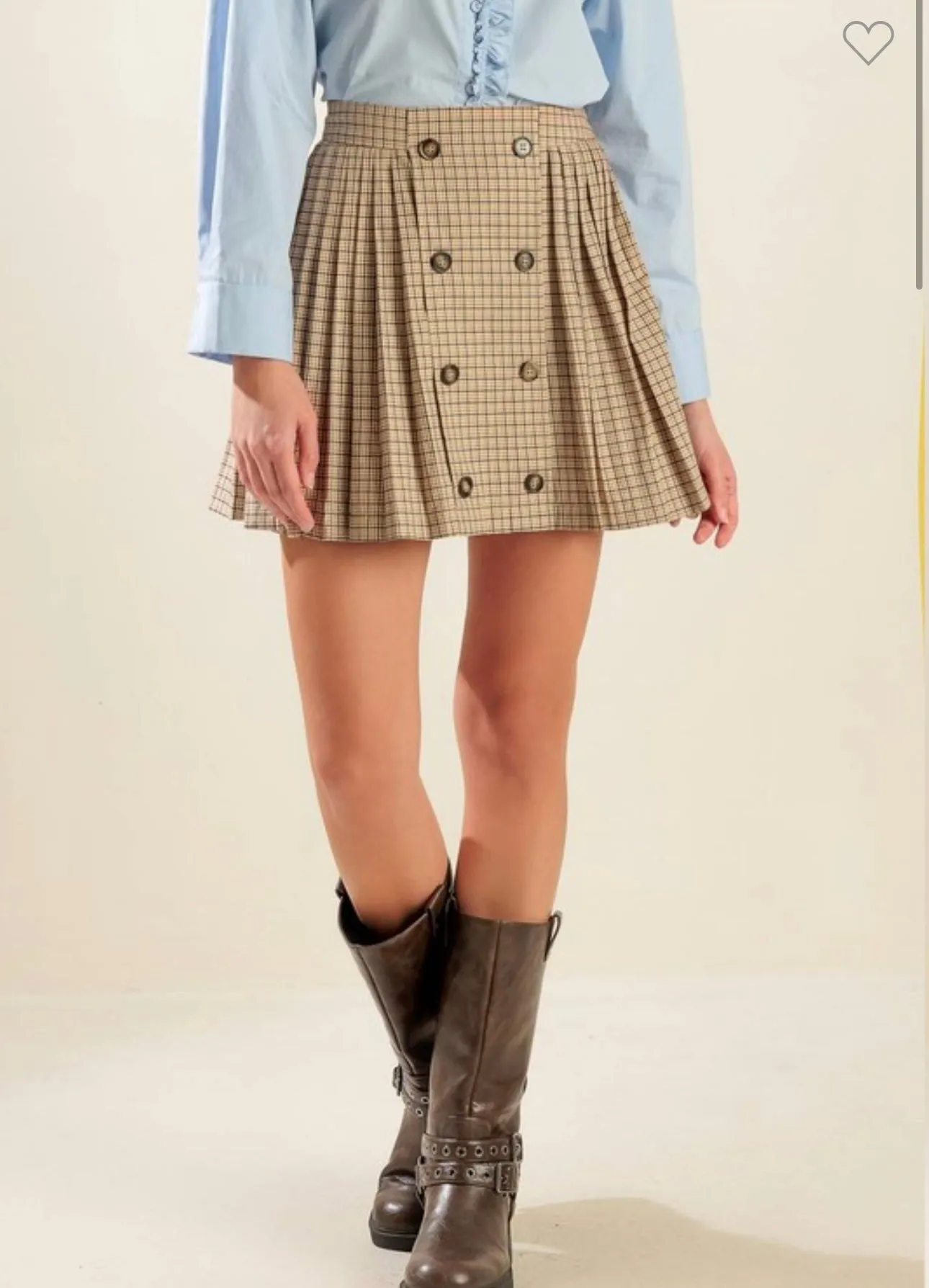 Khaki Plaid Skirt