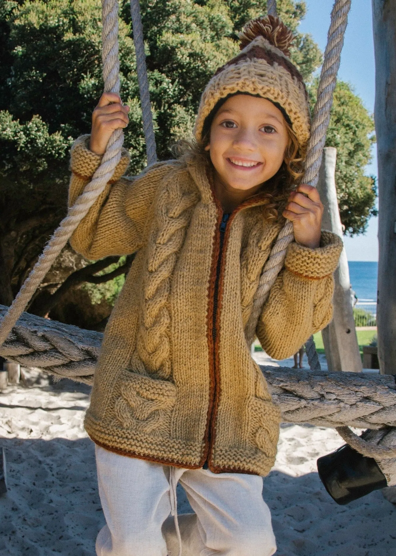 Kids Tide Zip Cardigan // Butterscotch
