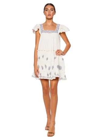 Kiran Embroidered Cotton Ruffled Mini Dress