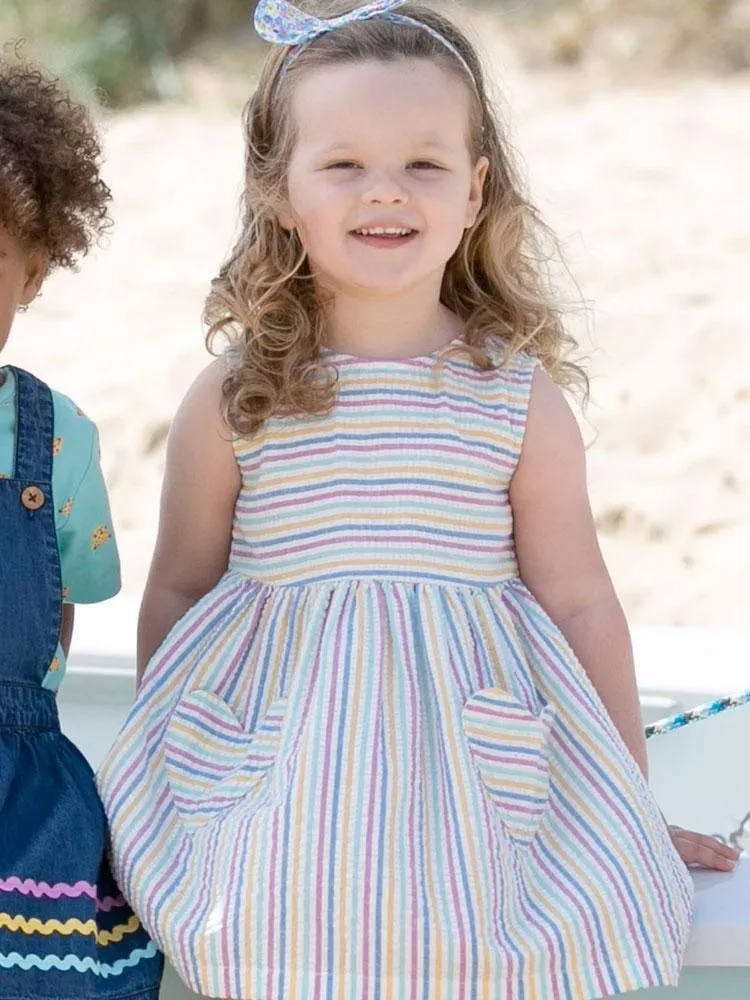 KITE Organic - Girls Seersucker Striped Heart Dress from 0-12 months