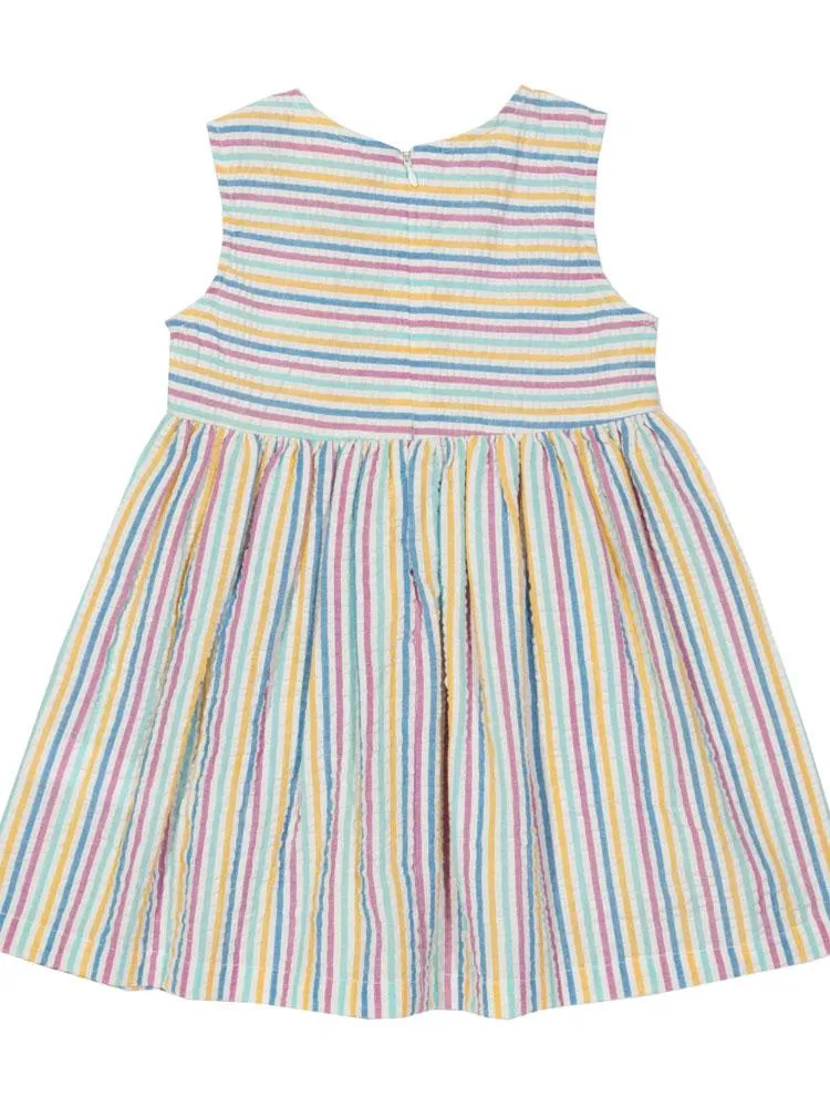 KITE Organic - Girls Seersucker Striped Heart Dress from 0-12 months