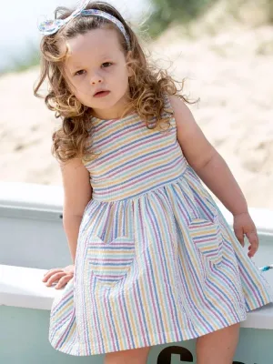 KITE Organic - Girls Seersucker Striped Heart Dress from 0-12 months