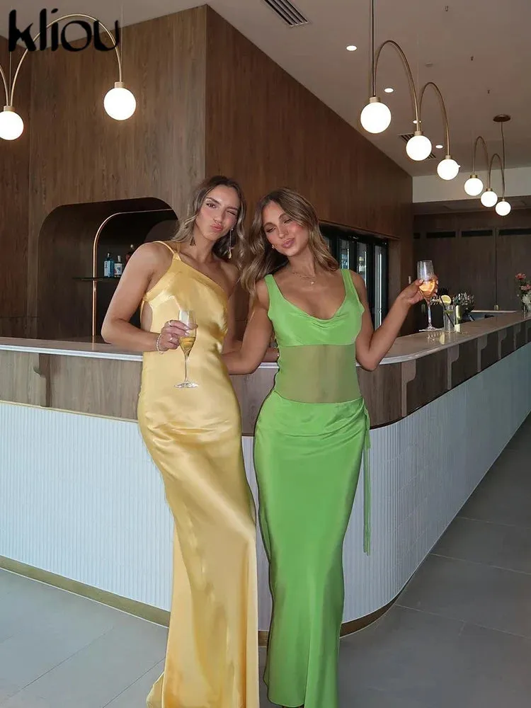 Kliou Silk Elegant Maxi Dress