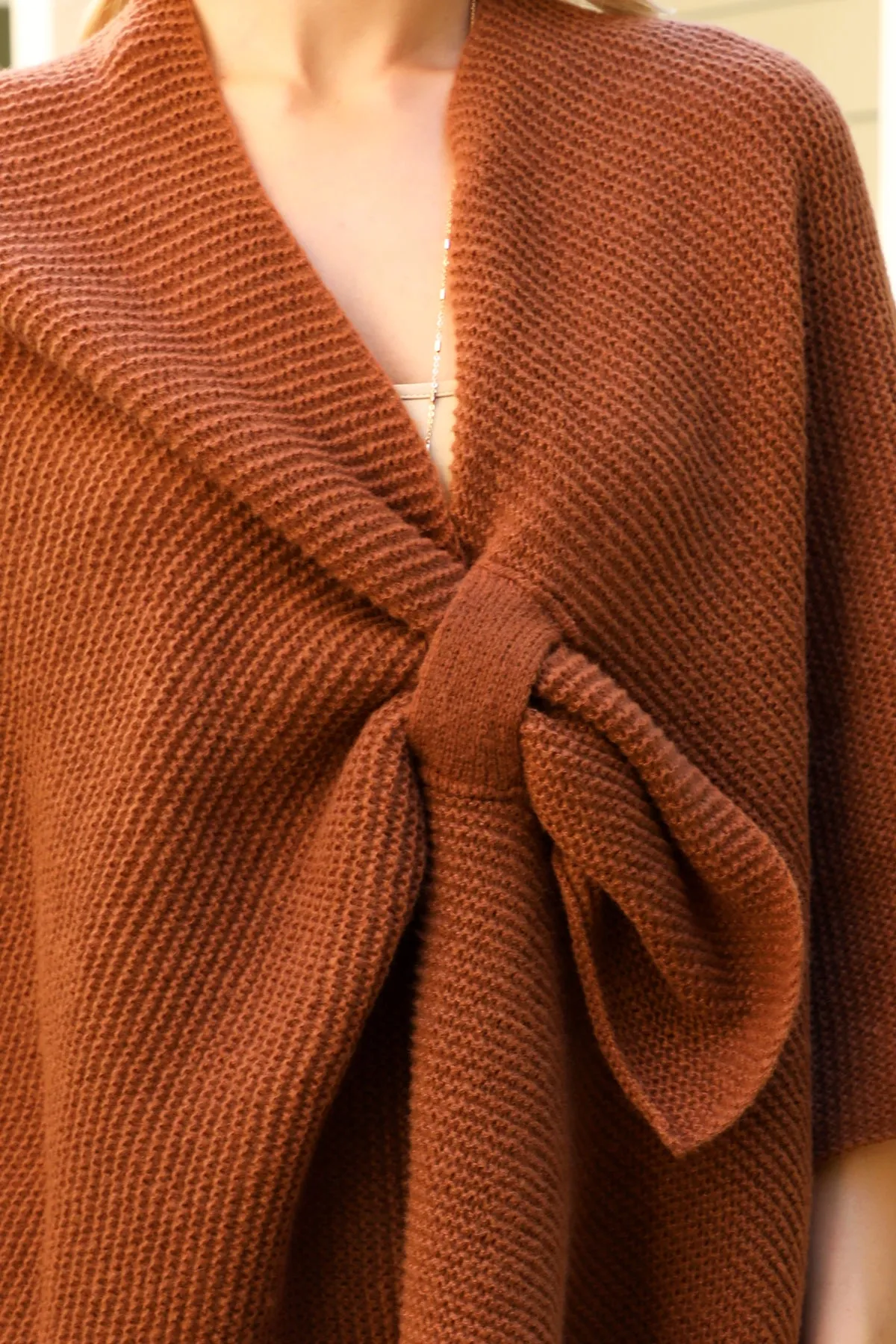 KNITTED SOLID COLOR INTERLOCK WRAP KIMONO