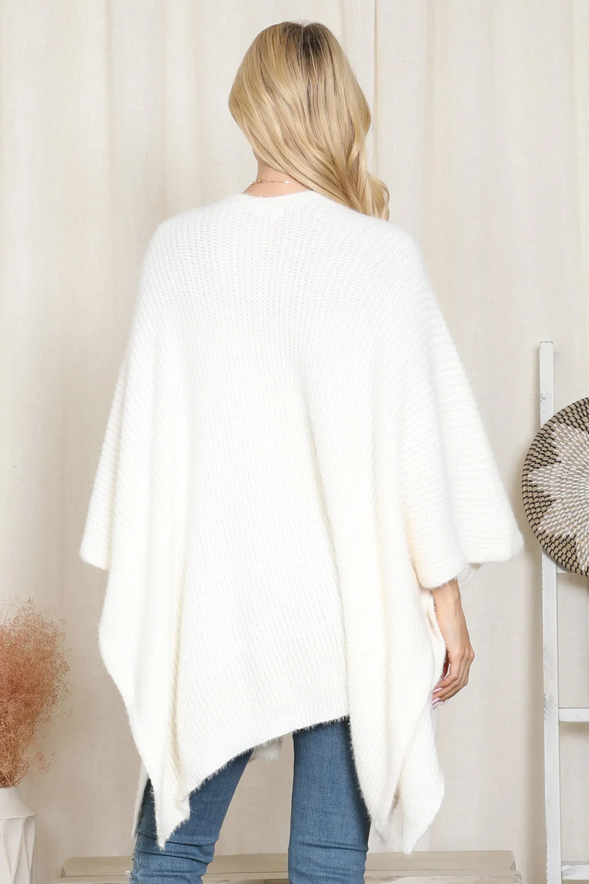 KNITTED SOLID COLOR WITH POCKET KIMONO