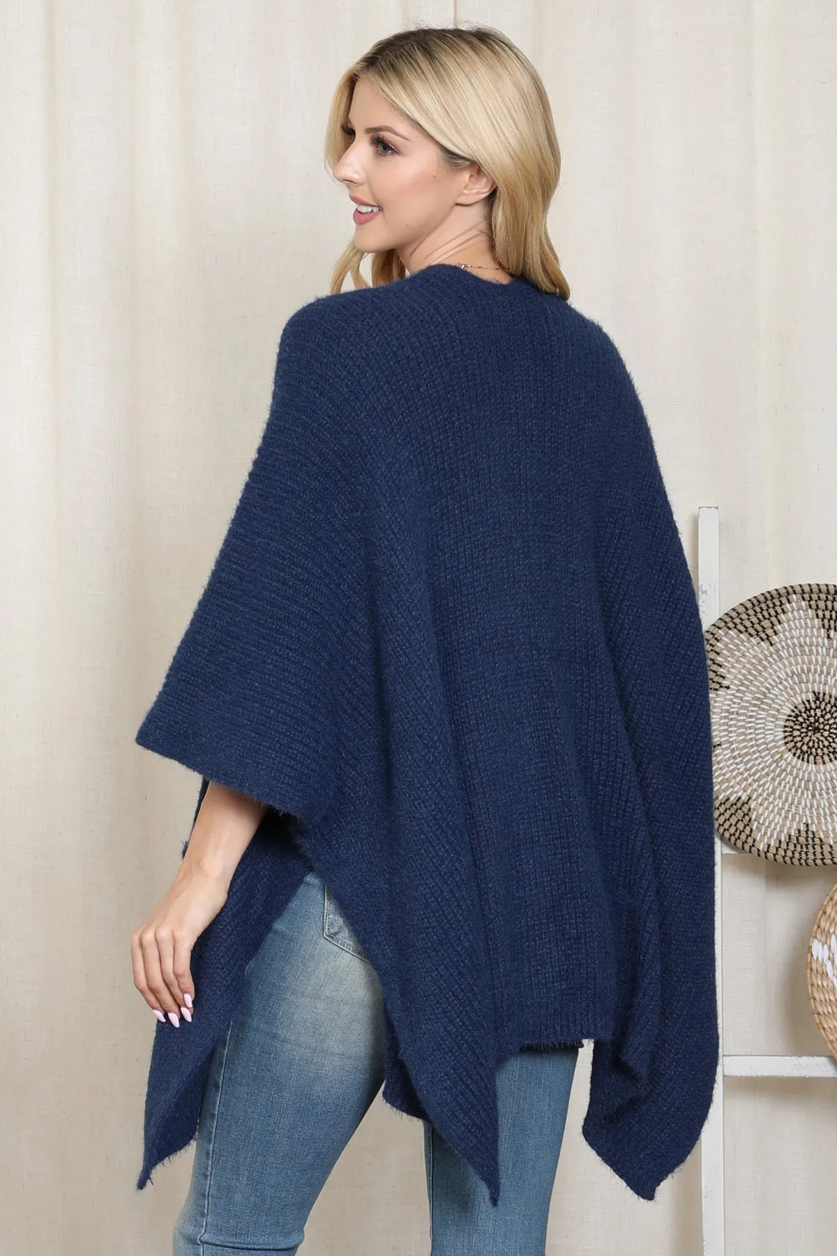 KNITTED SOLID COLOR WITH POCKET KIMONO