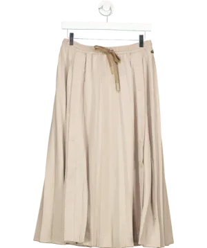 Lacoste Beige Long Pleated Flannel Skirt UK 8