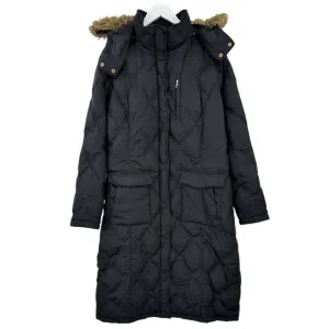 Lands End Black Diamond Quilted Faux Fur Trim Hood Goose Down Puffer Coat sz 2X