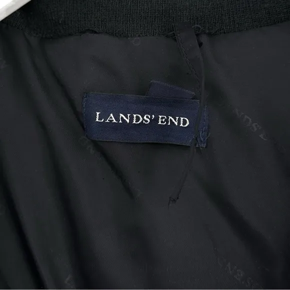 Lands End Black Diamond Quilted Faux Fur Trim Hood Goose Down Puffer Coat sz 2X