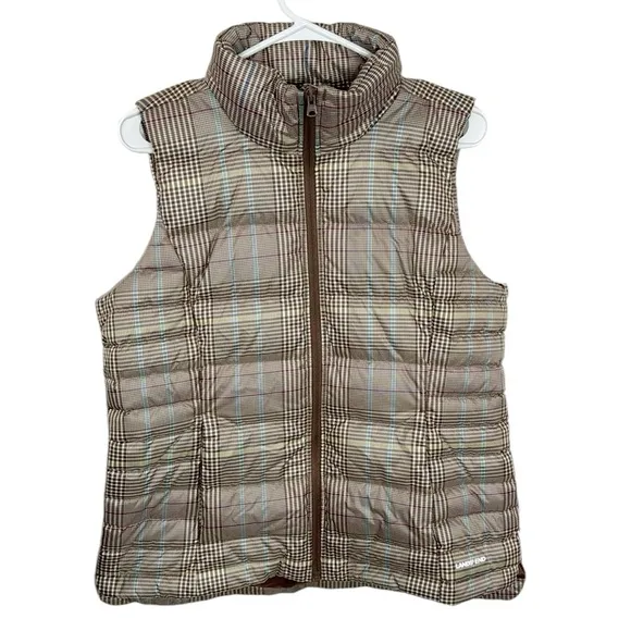 Lands' End Down Puffer Vest in Alabaster Glen Plaid size M ( 10 - 12 )